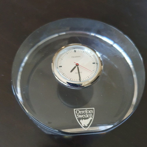 Orrefors Crystal Puck με ρολόι επιτραπέζιο καινούργιο