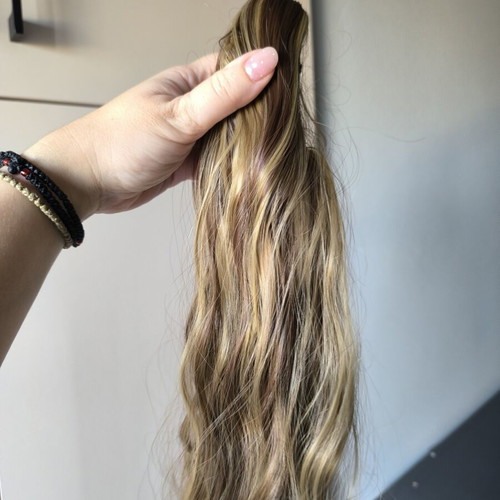 Brown blonde ponytail with clip