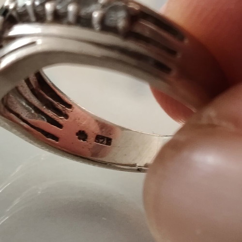 925 vintage silver ring used, size 57, black and silver