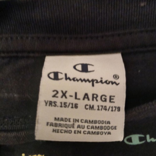 Champion black crop top t-shirt with all-over print, like new, XS/S