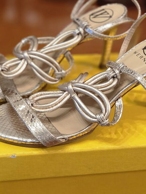 Werner leather sandals size 38 used, 8 cm heel, beige gold