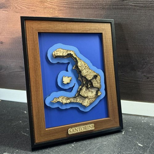 3D Wooden Santorini Map handcrafted
