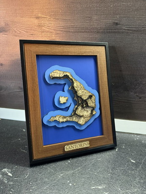 3D Wooden Santorini Map handcrafted