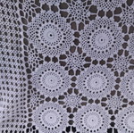 Handmade crochet tablecloth 180x130 cm, white cotton