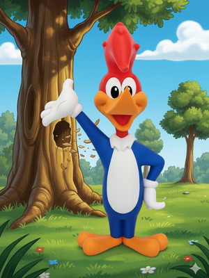 3D Printed Woody Woodpecker Figure Handmade Assembled