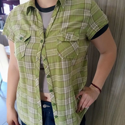 Colours of the World women's plaid shirt XL used, green with pockets