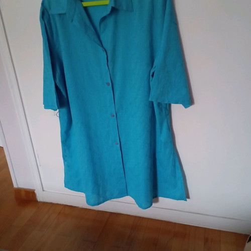 Shirt blouse XXL like new, cotton with embroidery blue turquoise