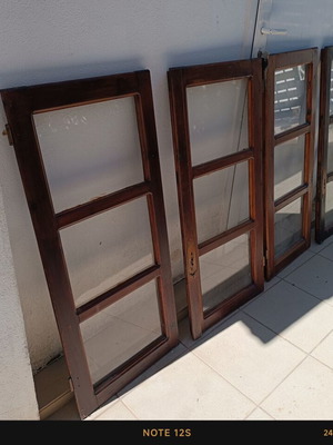 Wooden windows used, set of 5, vintage style