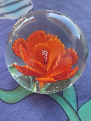 Crystal ball with orange flower new