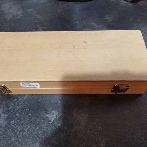 Poker chip set with deck, dice, and dealer in wooden box like new