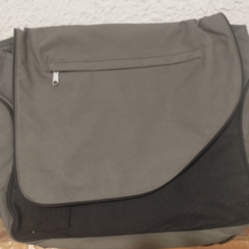 Messenger bag with lining and multiple pockets, grey-black, 43x38 cm