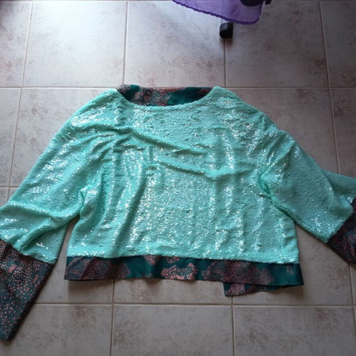 Nidodileda Aqua Sequined Oversized Jacket like new, one size, turquoise
