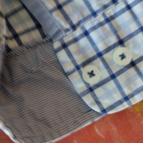 Men's XXL long-sleeve checkered shirt, white and blue