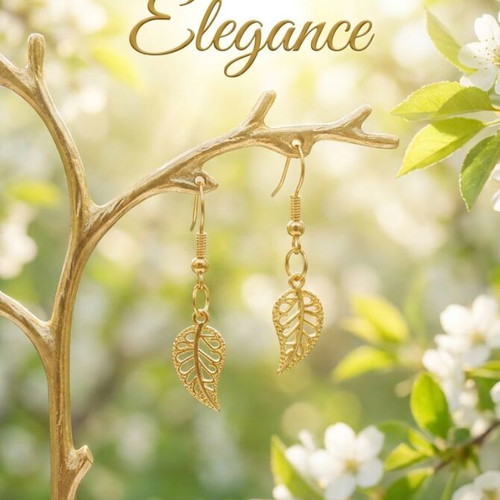 Leaf dangle earrings Autumn Leaves, gold or bronze