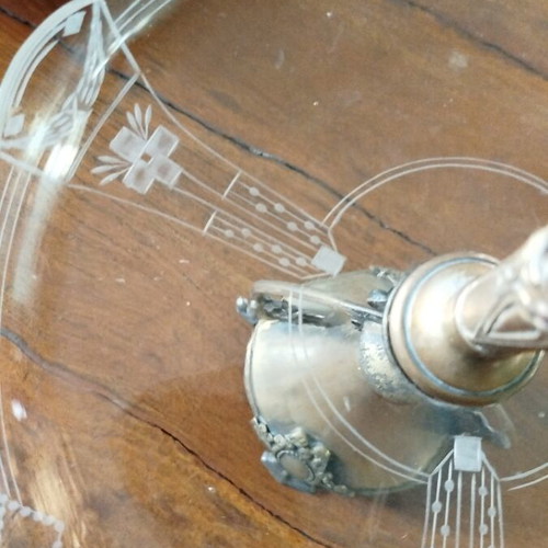 Art Nouveau centerpiece like new with silver-plated brass and crystal