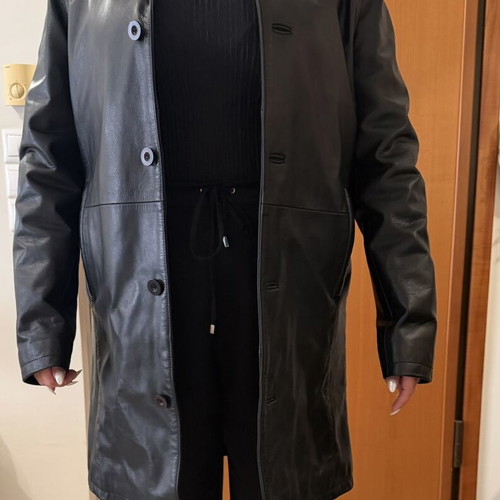 Leather coat black size L unisex, info jackets