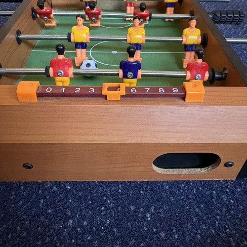 Wooden Foosball Table used with 4 Rows of Players and Score Counter