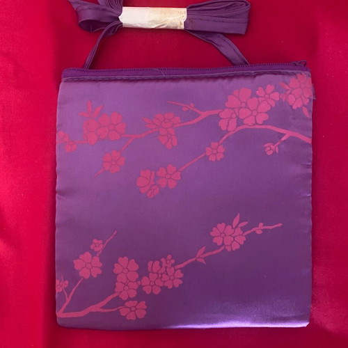 Cross body bag new satin fabric pink and purple