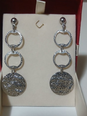 Silver long earrings 6.5 cm new