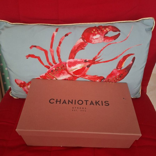 Chaniotakis platform sandals new, cream with subtle gold shine, leather