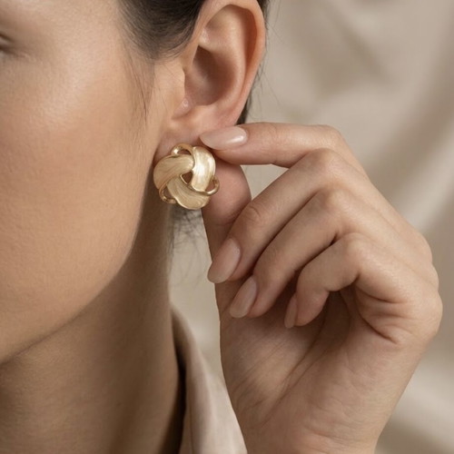 Stainless steel earrings, white and gold