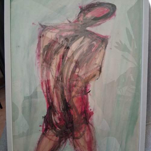 Painting "Nude" Expressionism 30×40cm Framed Signed Like New