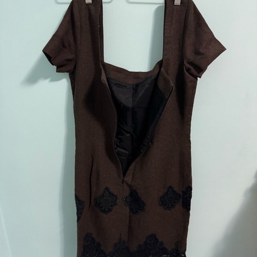 Manolo mini dress used, brown with lace details, size S