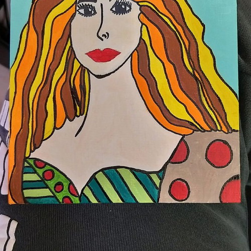 Painting card new, mini frame with tempera