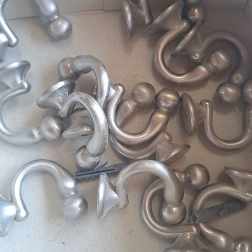Metal curtain tieback hooks satin nickel or inox, pack of 16