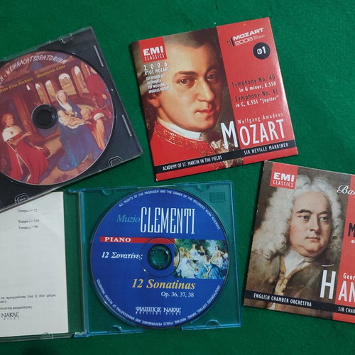Classical music CDs like new, 4-album pack Bach, Clementi, Mozart, Handel