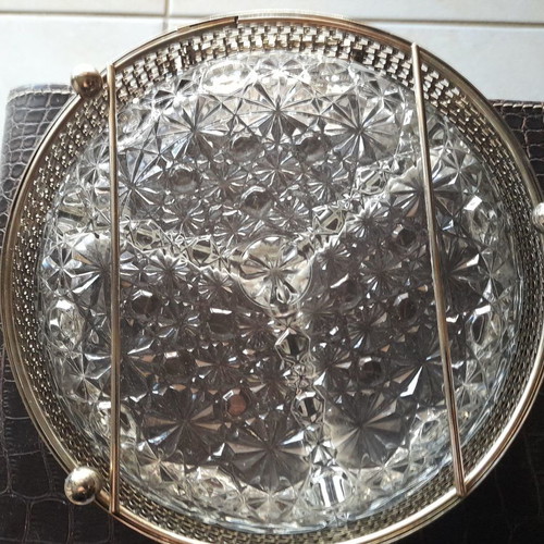 Crystal serving dish for nuts used with silver base