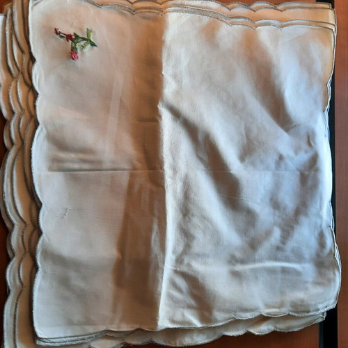 Napkins with handmade embroidery like new, pack of 10