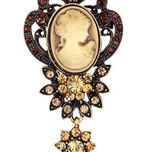 Vintage Brooch with Cameo New, Multicolor Alloy