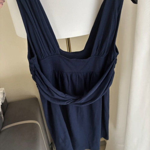Navy elegant top like new, asymmetrical, size M, blue