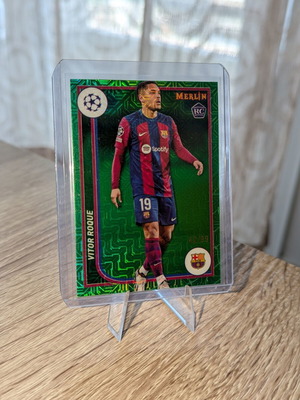 Topps Merlin Heritage UEFA 2023-24 Vitor Roque RC Green Refractor card like new