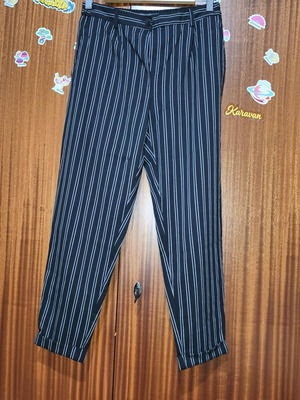 Bershka striped pants size M like new, black with white stripes