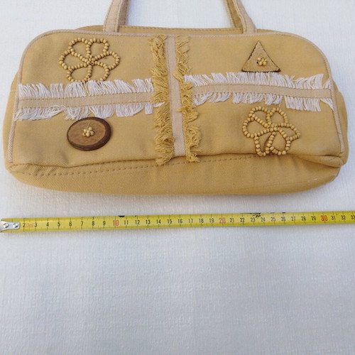 Boho shoulder bag beige like new with fringes