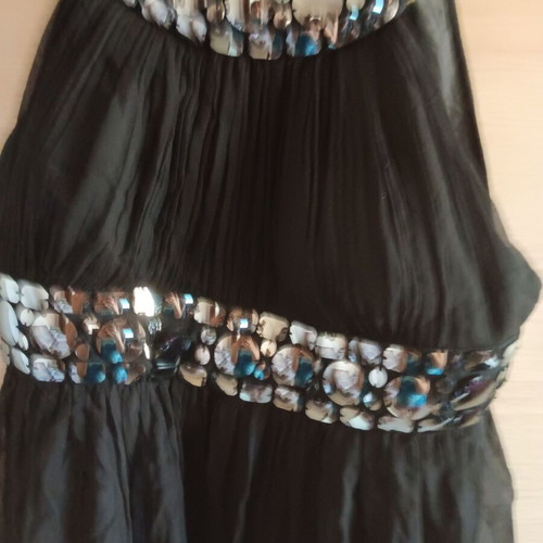Charly sleeveless women's dress with mirror-like beads like new, black, size L