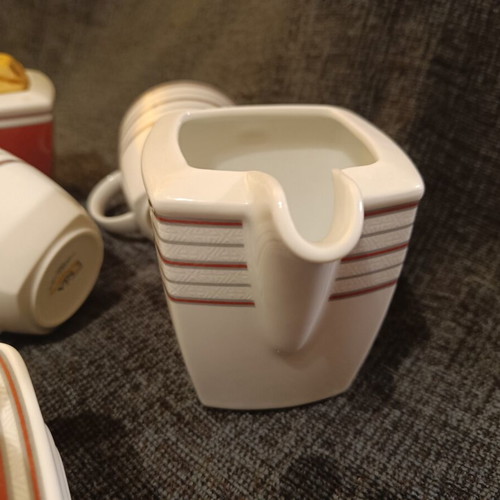 Ionia porcelain tea set new, 5 cups with saucers