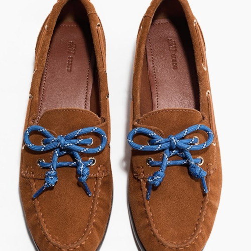 H&M leather moccasins size 38, new, blue and brown