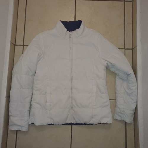 Reversible jacket used, blue-purple and white, size S