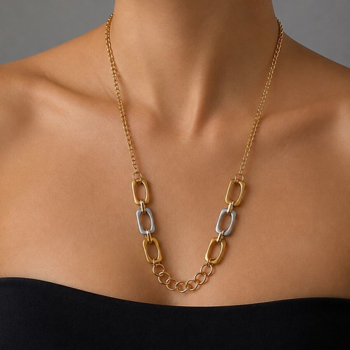 Two-tone necklace, gold and silver