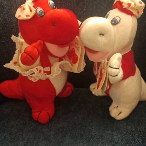 Soft Expressions by Dan Dee vintage plush hippos set of 2 new