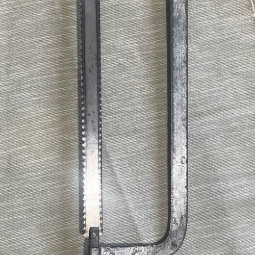 Vintage heavy-duty hacksaw used, 31 cm with wooden handle