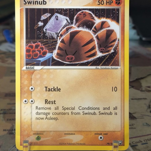 Pokemon Swinub TRR 79 card by Tomokazu Komiya, like new