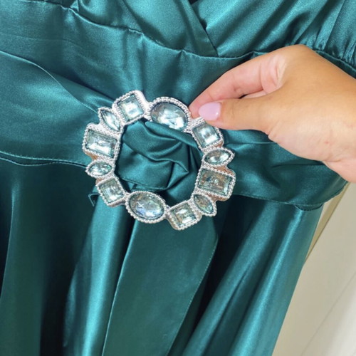 Chrisper satin evening dress like new, green, size S