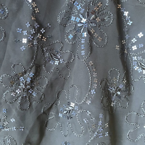 Short-sleeve blouse with transparency and sequins
