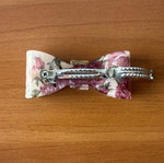 Hair bow barrette with metal French clip, floral print