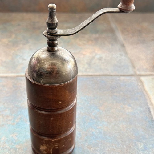 Wooden spice mill vintage used