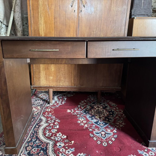 Wooden Study Desk like new with 2 drawers and protective glass